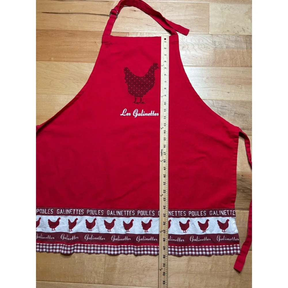 Red Chicken Apron Les Galinettes Cotton Country French Cottage Core